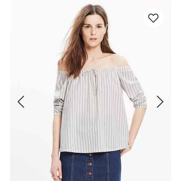 Madewell Cottagecore Striped Off Shoulder Top - Picture 2 of 6